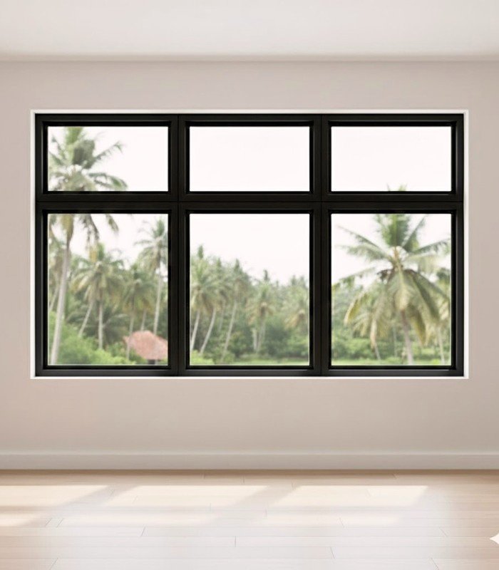 black upvc fixed window