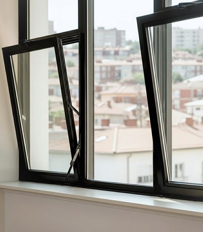 black upvc tilt and turn window