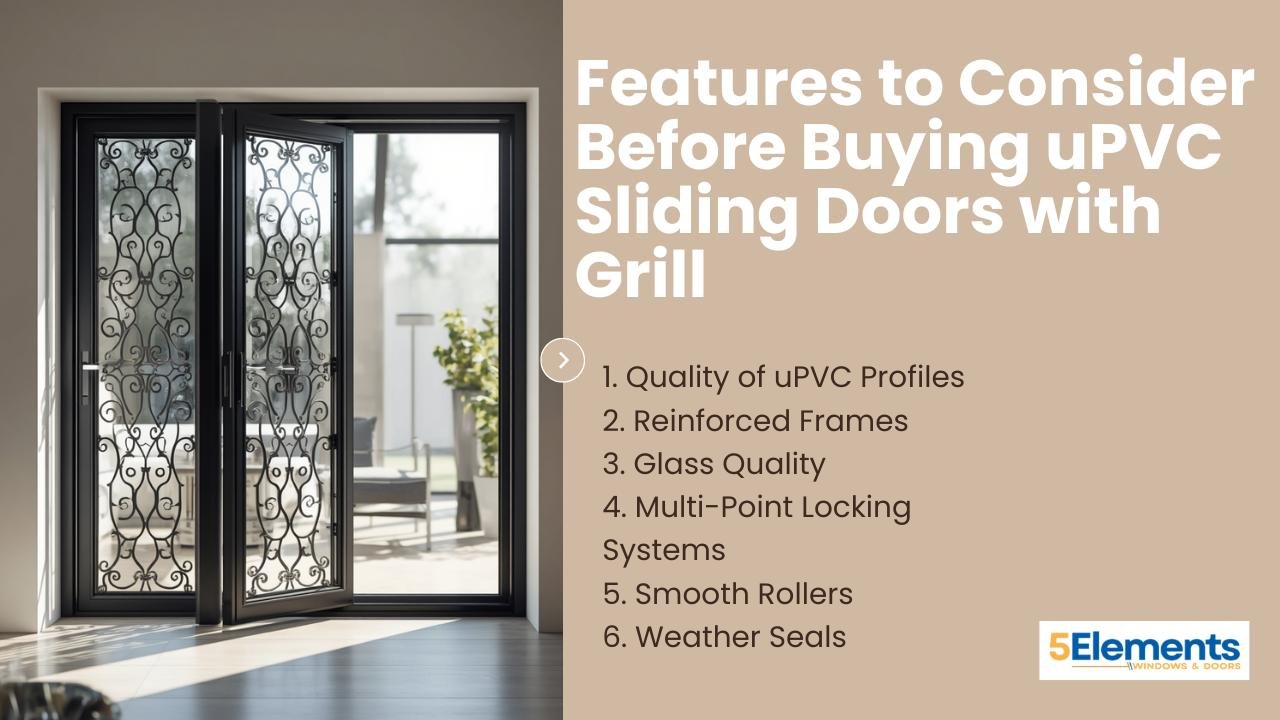 uPVC sliding doors with grill