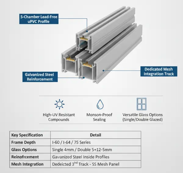 3 track uPVC sliding doors
